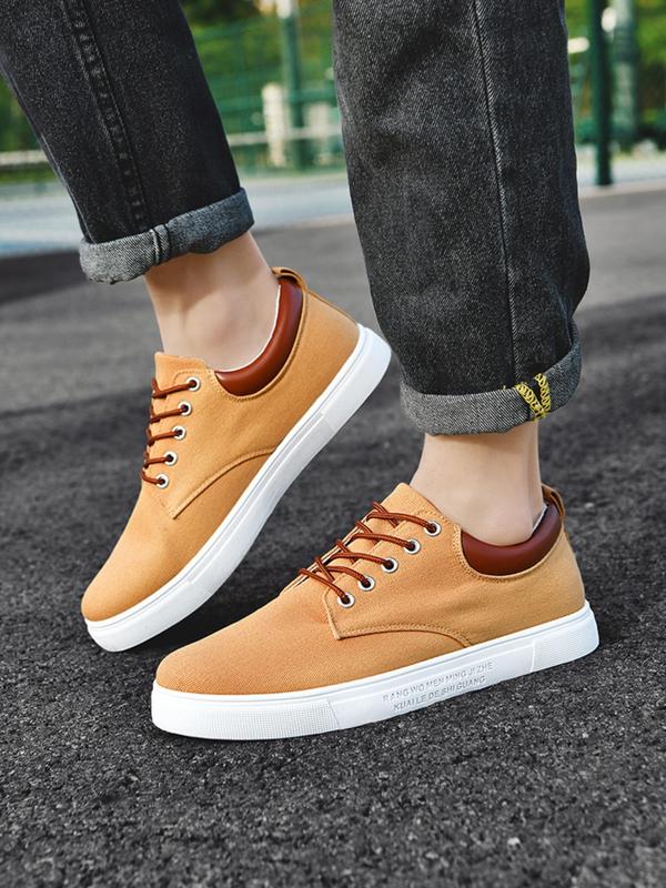 Men's Fashionable Lace Up Low Top Skate Sneakers, Casual Breathable Comfortable Sports Shoes, Male All-match Round Toe Shoes for Daily Wear