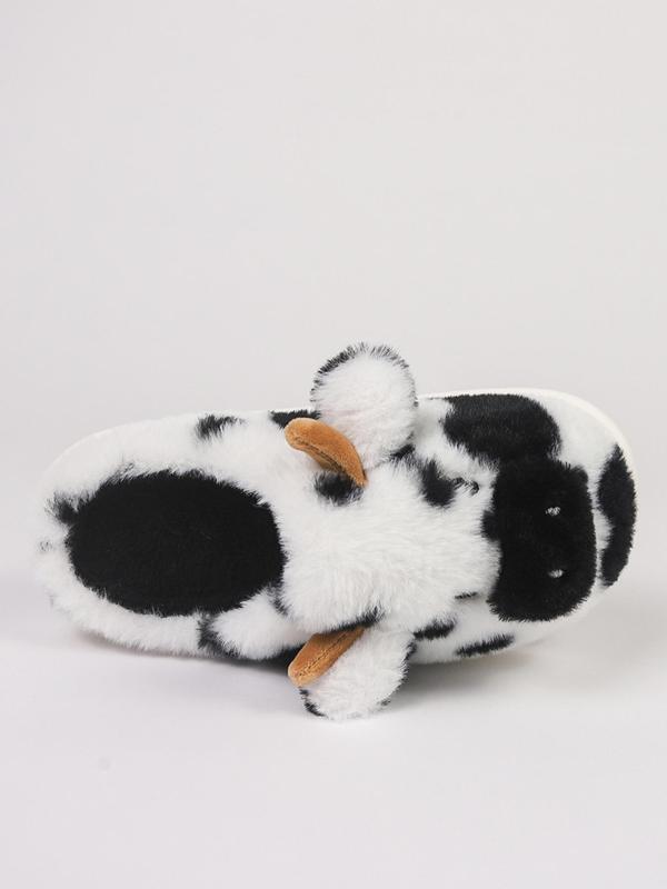 Women's Cute Cow Design Plush Slippers, 2024 New Style Casual Soft Comfortable Home Slippers, Warm Slippers for Indoor & Outdoor Use for Fall & Winter