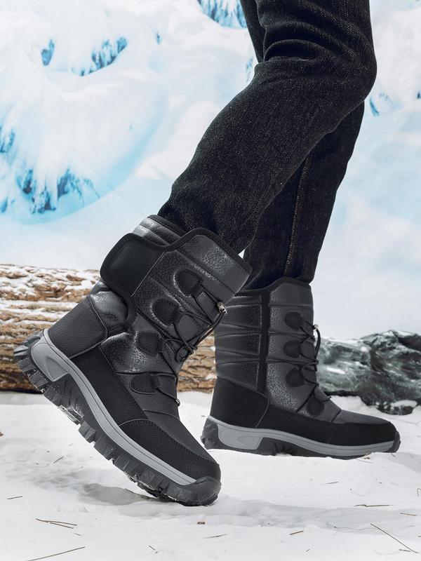 Men's Sporty Lace Up Snow Boots, Casual Comfortable Warm Thermal Lined Outdoor Boots for Fall & Winter, Male All-match Trendy Shoes for Daily Wear