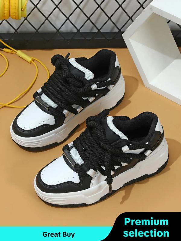 Men's Fashion Colorblock Lace Up Low Top Skate Shoes, 2024 New Style Casual Comfortable Breathable Sports Shoes, Trendy All-match Sneakers for Daily Wear Designer Shoes