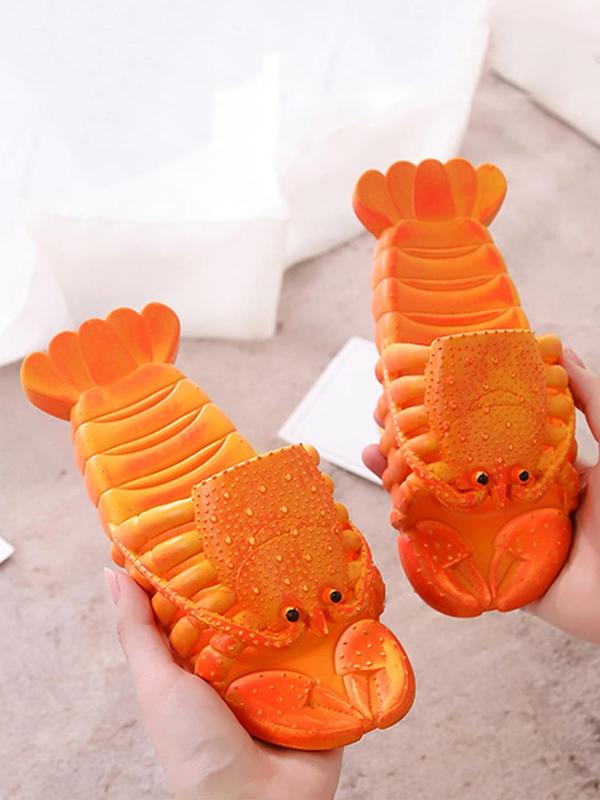 Men's Cute Cartoon Lobster Design Slippers, 1 Pair Fashionable Creative Lobster Themed Design Casual Comfortable Home Slippers, Non-slip Slippers for Indoor & Outdoor Beach