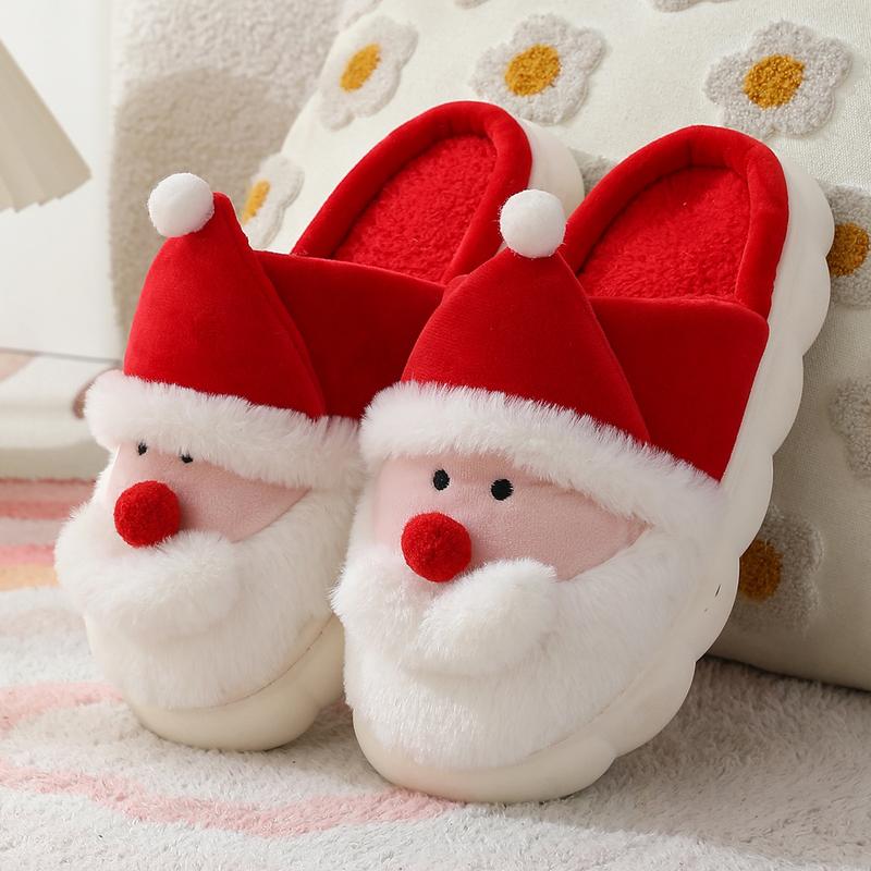 Christmas Slippers For Indoor Autumn And Winter Santa Claus Cotton Slippers For Men And Women, Home Warm Slippers For Outdoor Fur Slippers