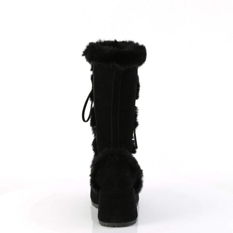 Demonia Cubby-311 Black Vegan Suede Knee-high Boots