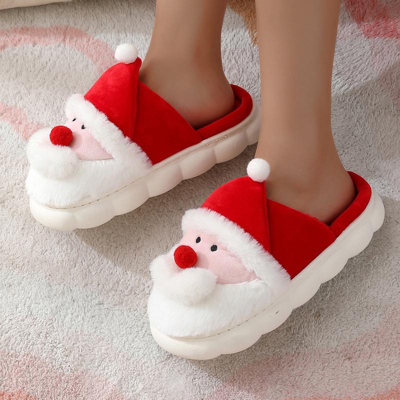 Christmas Slippers For Indoor Autumn And Winter Santa Claus Cotton Slippers For Men And Women, Home Warm Slippers For Outdoor Fur Slippers