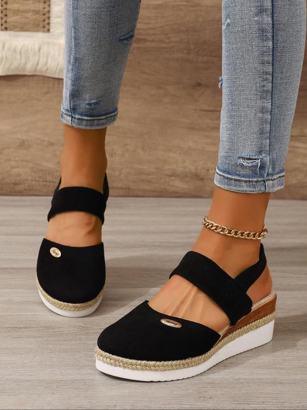 Women's Fashionable Plain Color Platform Sandals, Casual Comfortable Slingback Wedges Sandals for Summer, Lightweight Breathable Shoes for Daily Wear