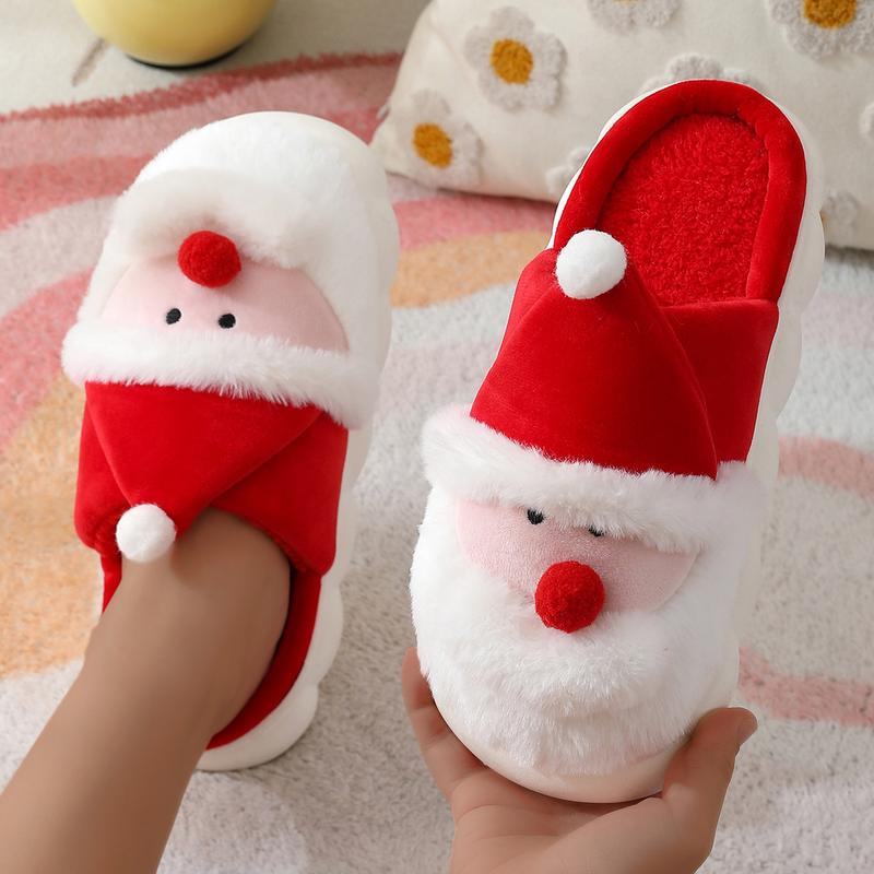 Christmas Slippers For Indoor Autumn And Winter Santa Claus Cotton Slippers For Men And Women, Home Warm Slippers For Outdoor Fur Slippers