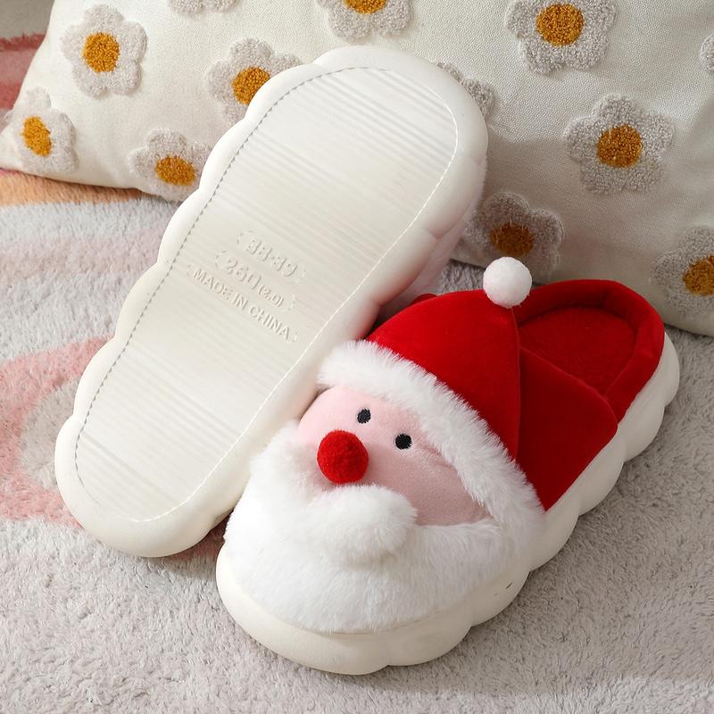 Christmas Slippers For Indoor Autumn And Winter Santa Claus Cotton Slippers For Men And Women, Home Warm Slippers For Outdoor Fur Slippers