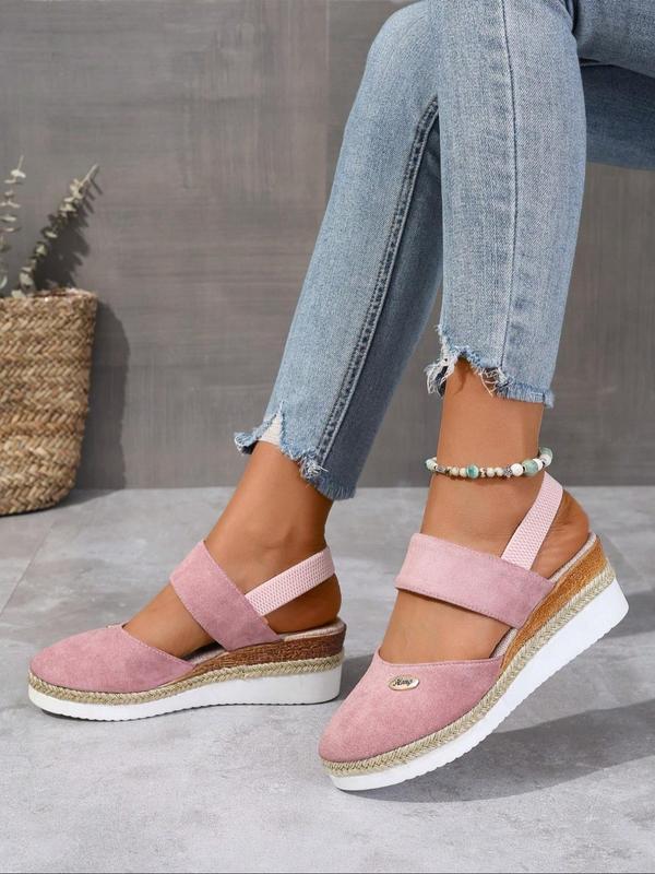 Women's Fashionable Plain Color Platform Sandals, Casual Comfortable Slingback Wedges Sandals for Summer, Lightweight Breathable Shoes for Daily Wear