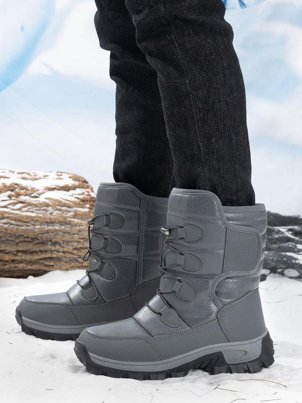 Men's Sporty Lace Up Snow Boots, Casual Comfortable Warm Thermal Lined Outdoor Boots for Fall & Winter, Male All-match Trendy Shoes for Daily Wear