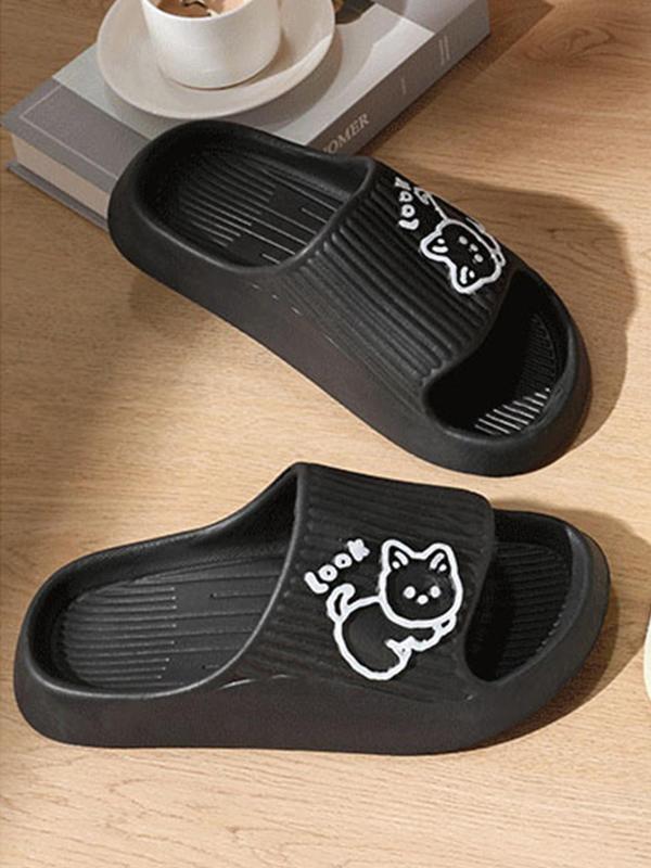 Women's Cute Cartoon Cat Pattern Slides, 1 Pair Casual Soft Comfortable Home Slippers, Non-slip Silent Anti-skid Slippers for Indoor and Outdoor Wear