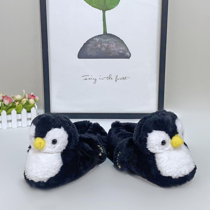 Anime  Cute Home penguin Cotton Shoes Cartoo Fuzzy Slippers Women Autumn Winter Soft Plush Flat Shoe Girl Footwear