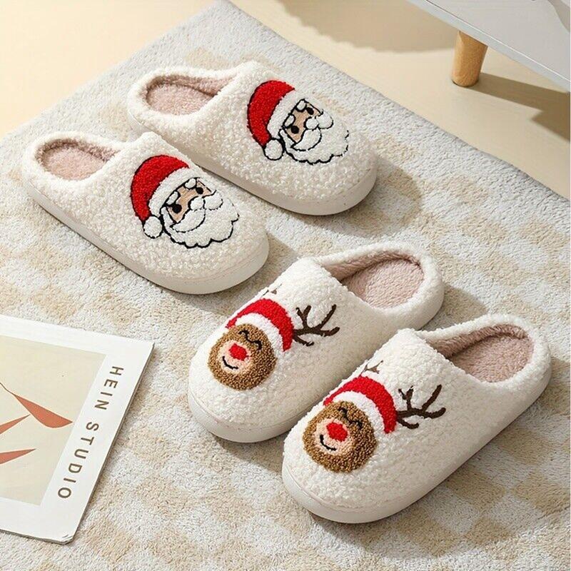 Women's Christmas House Slippers Warm Slip-on Cotton Slippers, Memory Foam Fluffy Slippers, Cozy House Slippers, Indoor Outdoor Home Shoes Footwear Walking Shoes