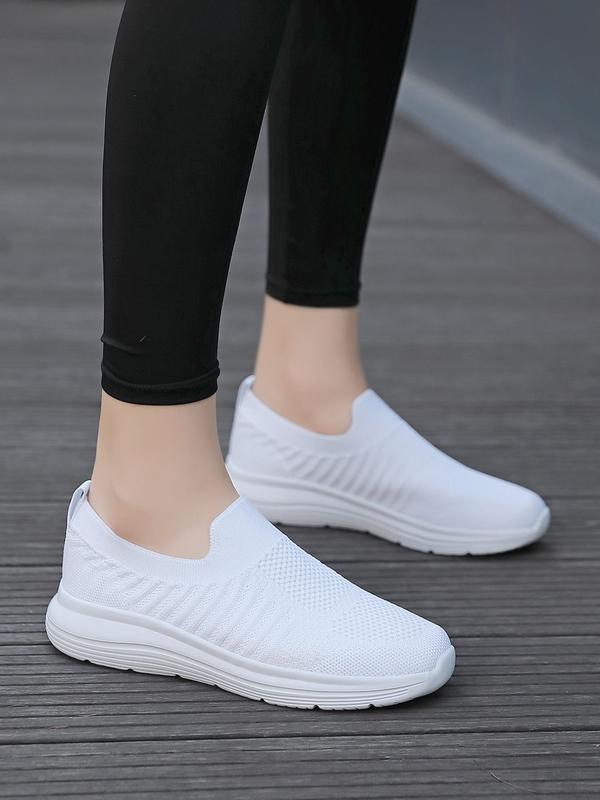 Women's Mesh Breathable Knit Slip on Sneakers, Casual Comfortable Sports Running Shoes, All-match Basic Shoes for Daily Wear