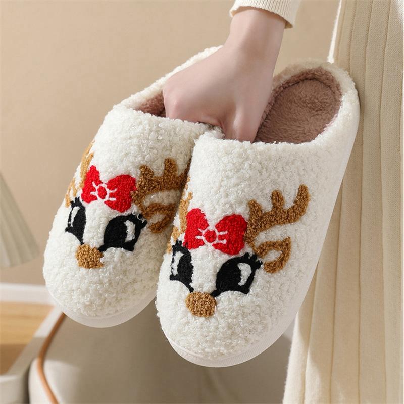 Women's Christmas House Slippers Warm Slip-on Cotton Slippers, Memory Foam Fluffy Slippers, Cozy House Slippers, Indoor Outdoor Home Shoes Footwear Walking Shoes