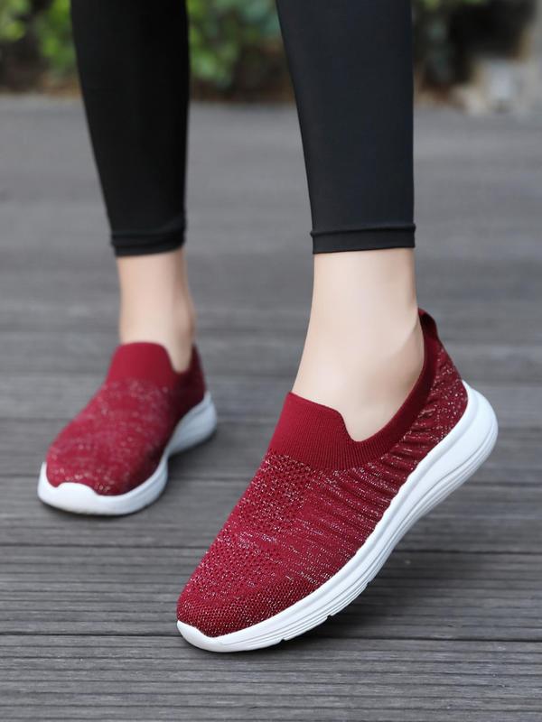 Women's Mesh Breathable Knit Slip on Sneakers, Casual Comfortable Sports Running Shoes, All-match Basic Shoes for Daily Wear