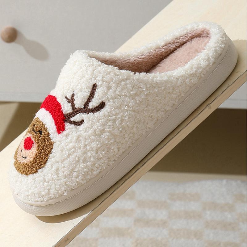 Women's Christmas House Slippers Warm Slip-on Cotton Slippers, Memory Foam Fluffy Slippers, Cozy House Slippers, Indoor Outdoor Home Shoes Footwear Walking Shoes