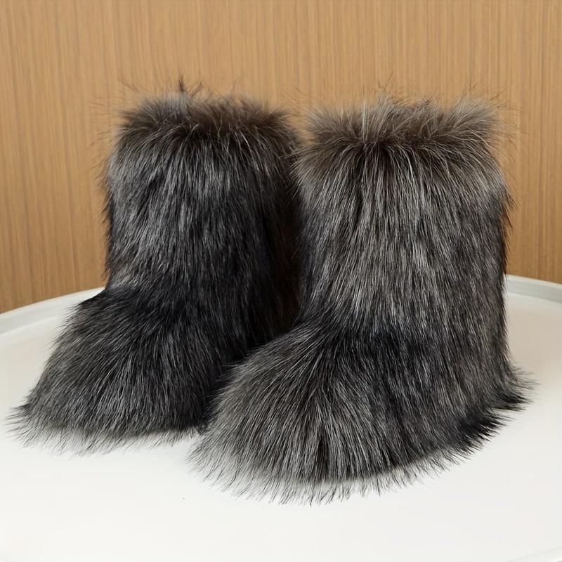 Cozy Faux Fur High-Top Boots - Soft Plush Lined, Warm, Comfortable, Fuzzy, Snow-Ready, Y2k-Inspired Winter Boots for Women - Perfect for Cold Weather, Casual Outings, and Trendy Fashion Statements Girl Footwear Girl Footwear Shoe Walking Shoes