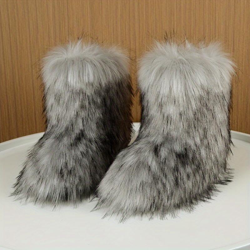 Cozy Faux Fur High-Top Boots - Soft Plush Lined, Warm, Comfortable, Fuzzy, Snow-Ready, Y2k-Inspired Winter Boots for Women - Perfect for Cold Weather, Casual Outings, and Trendy Fashion Statements Girl Footwear Girl Footwear Shoe Walking Shoes