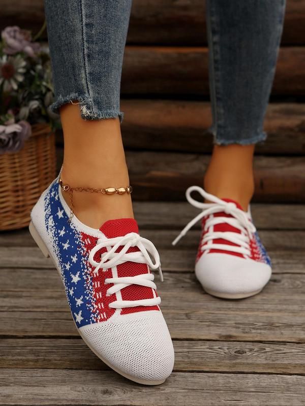 Women's Fashionable Lace Up Low Top Walking Shoes, Casual Breathable Comfortable Sports Shoes, Female All-match Round Toe Shoes for Daily Wear