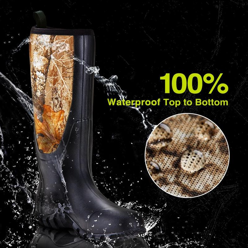 Greenstell Rubber Hunting Boots, Waterproof Insulated Next Camo G2 Warm Rubber Boots with 7mm Neoprene, Durable Outdoor Hunting Boots for Men