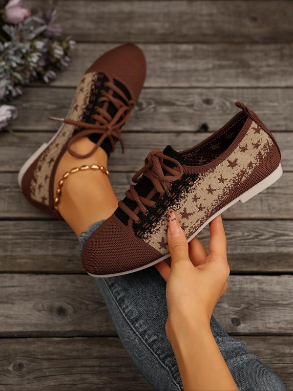 Women's Fashionable Lace Up Low Top Walking Shoes, Casual Breathable Comfortable Sports Shoes, Female All-match Round Toe Shoes for Daily Wear