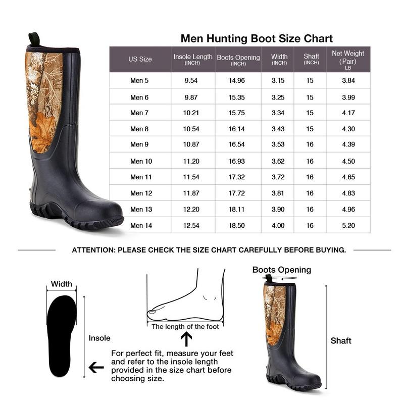 Greenstell Rubber Hunting Boots, Waterproof Insulated Next Camo G2 Warm Rubber Boots with 7mm Neoprene, Durable Outdoor Hunting Boots for Men