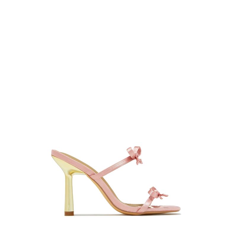 Simple Affair Bow Heel Mules - Pink