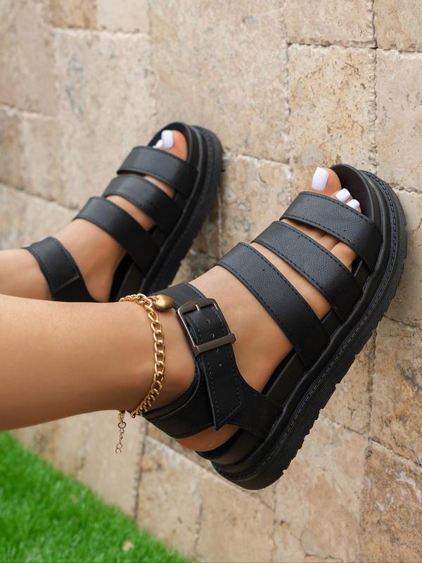 Women's Fashion Plain Buckle Decorated Flatform Sandals, Girl Casual Versatile Outdoor Comfortable Thick Sole Platform Walking Shoesfor Summer Footwear