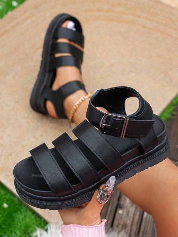 Women's Fashion Plain Buckle Decorated Flatform Sandals, Girl Casual Versatile Outdoor Comfortable Thick Sole Platform Walking Shoesfor Summer Footwear