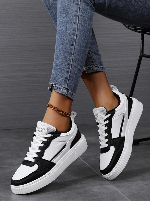 Women's Fashionable Lace Up Platform Sneakers, Casual Comfortable Breathable Sports Shoes, Female All-match Round Toe Chunky Sneakers for Daily Wear