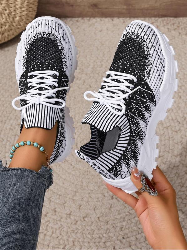 Women's Fashionable Lace Up Low Top Argyle Pattern Sneakers, Casual Breathable Comfortable Sports Running Shoes, All-match Basic Shoes for Daily Wear