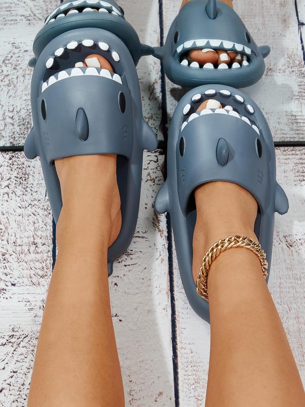 Women's Cute Cartoon Shark Design Slides, Casual Comfortable Home Slippers, Soft Non-slip Slippers for Indoor & Outdoor Wear