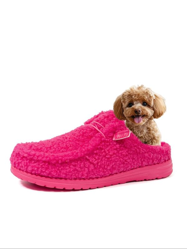 Women's Solid Color Plush Lined Slippers, Casual Soft Comfortable Home Slippers, Warm Slippers for Indoor & Outdoor Use for Winter House Slippers