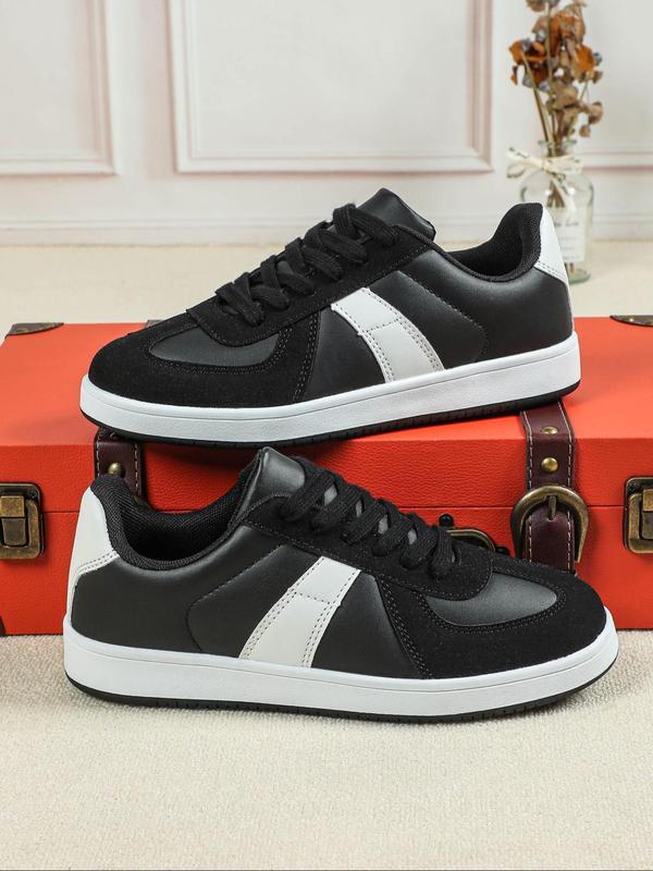 Men's Fashion Colorblock Lace Up Low Top Sneakers, 2024 New Style Casual Comfortable Sports Skate Shoes, Trendy All-match Sneakers for Daily Wear