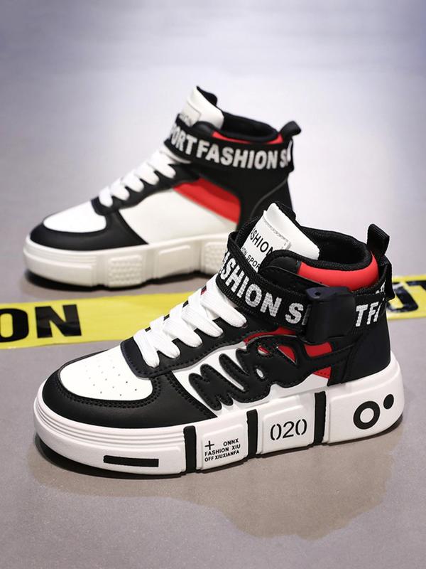 Men's Fashionable Letter Label Design High Top Sneakers, Casual Comfortable Sports Shoes for Daily Wear, Trendy All-match Sneakers for Men