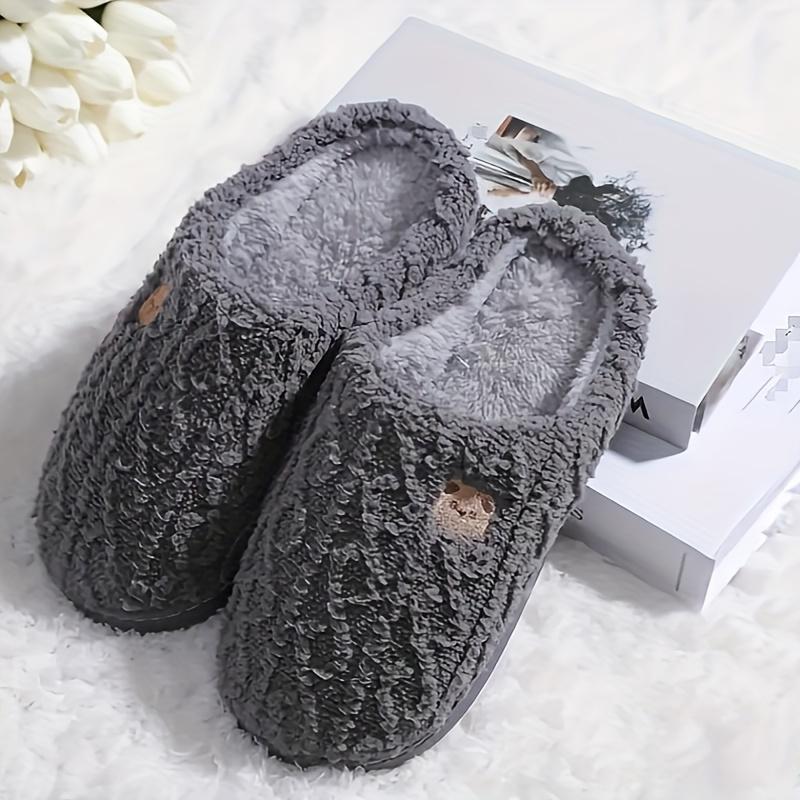 Ultra-Soft Bear Pattern Plush Slippers - Super Cute & Insulated, Effortless Slip-On for Cozy Winter Nights - Luxurious Flat Fuzzy Shoes, Perfect for Home & Bedroom Comfort