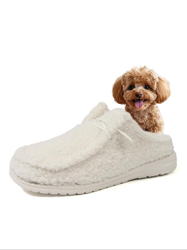 Women's Solid Color Plush Lined Slippers, Casual Soft Comfortable Home Slippers, Warm Slippers for Indoor & Outdoor Use for Winter House Slippers