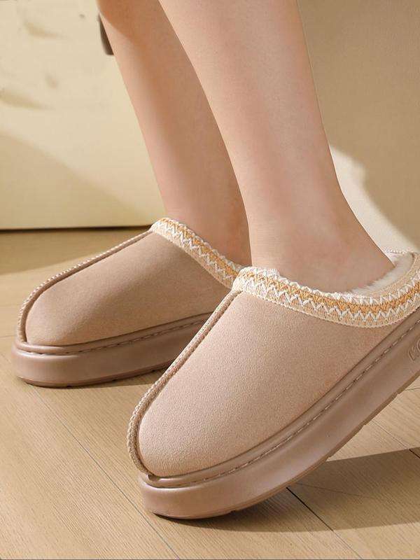 Women's Fashionable Embroidering Trim Design Slippers, Casual Comfortable Home Slippers, Warm Slippers for Indoor & Outdoor Use for Fall & Winter