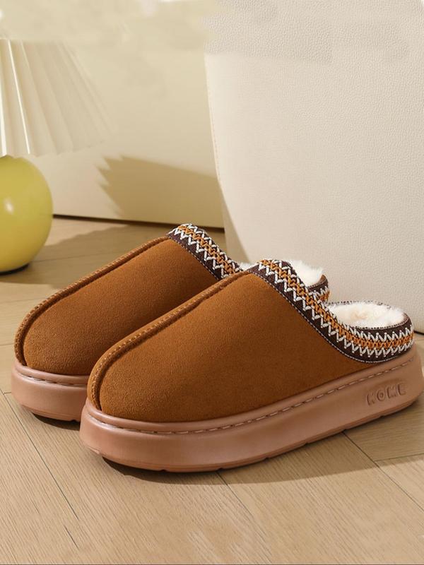 Women's Fashionable Embroidering Trim Design Slippers, Casual Comfortable Home Slippers, Warm Slippers for Indoor & Outdoor Use for Fall & Winter