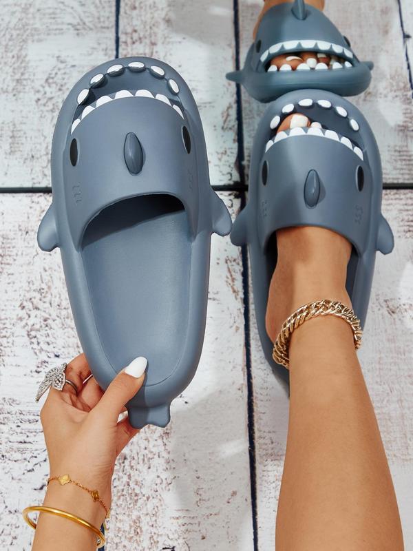 Women's Cute Cartoon Shark Design Slides, Casual Comfortable Home Slippers, Soft Non-slip Slippers for Indoor & Outdoor Wear