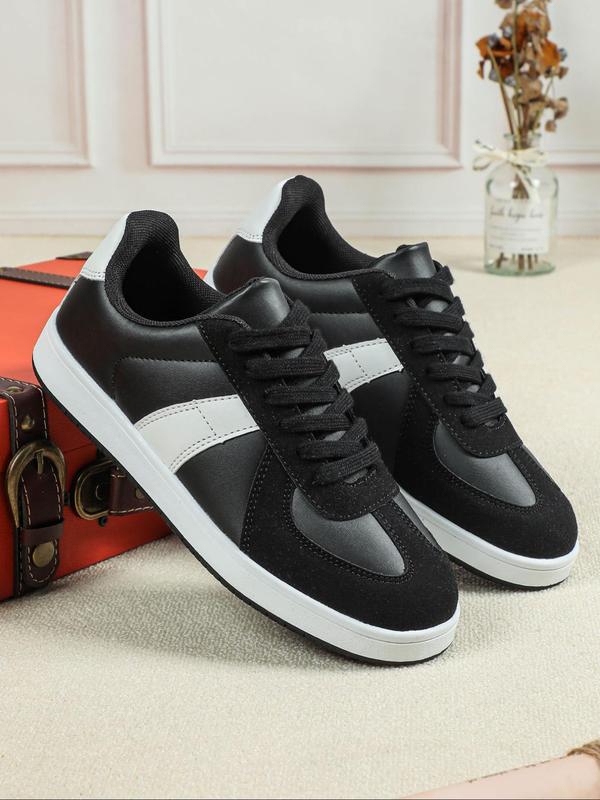 Men's Fashion Colorblock Lace Up Low Top Sneakers, 2024 New Style Casual Comfortable Sports Skate Shoes, Trendy All-match Sneakers for Daily Wear