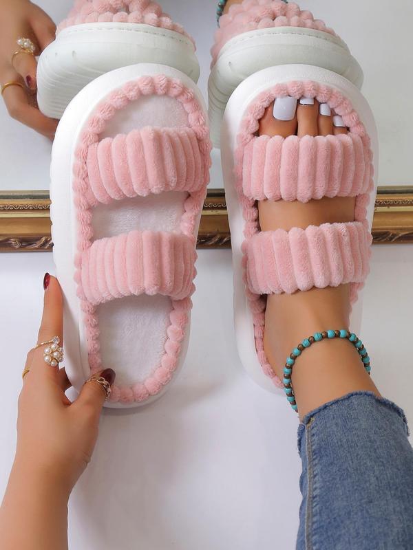 Minimalist Fluffy Slippers, Soft Comfort Warm Open Toe Bedroom Sandals for Gifts, Bedroom Slippers for Fall & Winter Footwear for Girl, Back To School Walking Shoes for Fall 2024, Fall Outfits, Fall Freshness Fall Outfits Fall Outfits 2024