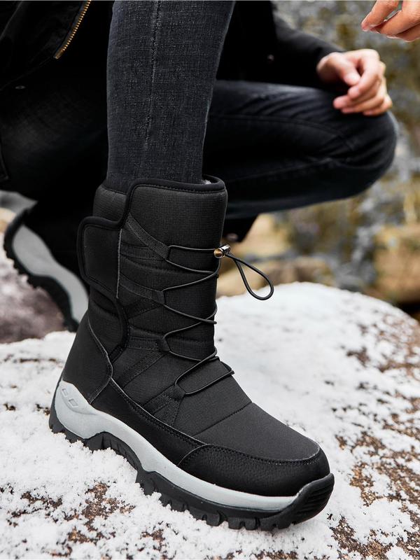 Men's Fashionable Solid Color Lace Up Ankle Boots, Casual Comfortable Warm Snow Boots for Fall & Winter, Male All-match Trendy Shoes for Daily Wear Winter Shoes