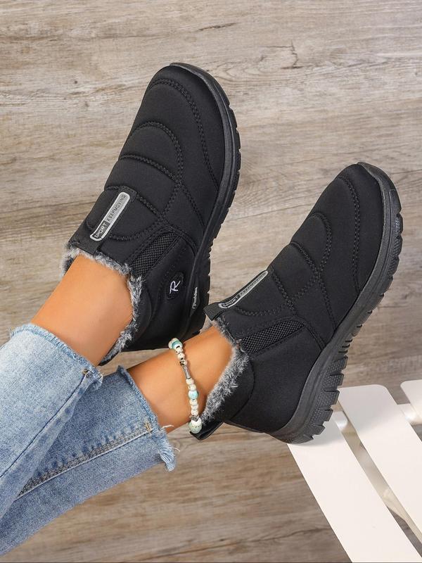 New style plush warm slip-on women's solid color plush lined snow boots autumn and winter leisure comfortable warm short boots women's sports shoes