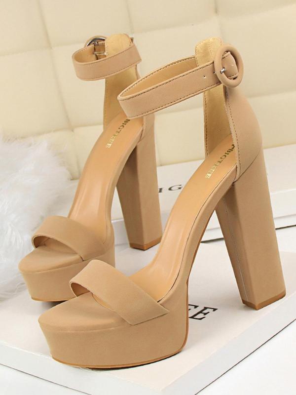 Women's Fashionable Solid Color Platform Sandals, Elegant Open Toe High Heel Sandals for Party, Daily Clothing Decor for Women & Girls