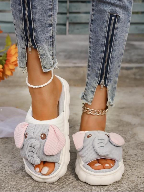 Summer 2024 New Trendy Cow Design Slippers, Casual Novelty Soft Cozy Cute Home Sandals, Fashion House Platform Slippers for Daily Wear, Girl's Comfort Walking Shoes, Back To School Footwear