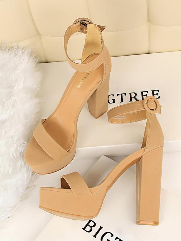 Women's Fashionable Solid Color Platform Sandals, Elegant Open Toe High Heel Sandals for Party, Daily Clothing Decor for Women & Girls