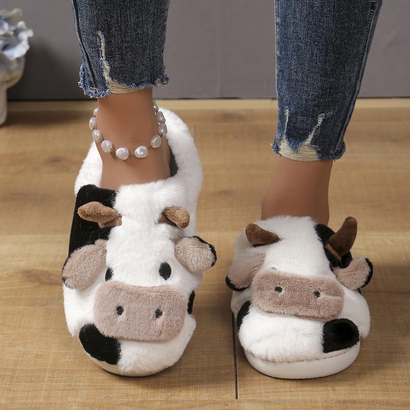 Cow Slippers for Women Cute Cartoon Cow Slides Four Seasons Home Linen Slippers House Shoes Comfortable Bedroom Kawaii Cloud Slides