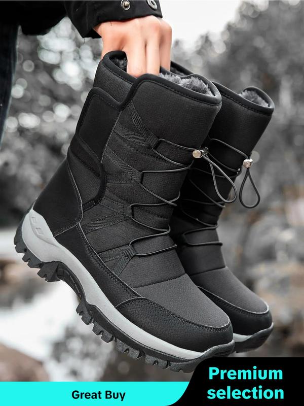 Men's Fashionable Solid Color Lace Up Ankle Boots, Casual Comfortable Warm Snow Boots for Fall & Winter, Male All-match Trendy Shoes for Daily Wear Winter Shoes