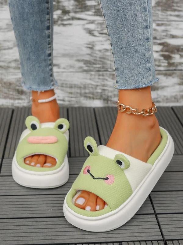 Summer 2024 New Trendy Cow Design Slippers, Casual Novelty Soft Cozy Cute Home Sandals, Fashion House Platform Slippers for Daily Wear, Girl's Comfort Walking Shoes, Back To School Footwear